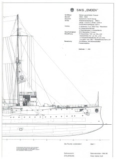 Peter Günter Huff; S.M.S.  "Emden" 1909-1914 Baupläne 1:200 (1 St.)